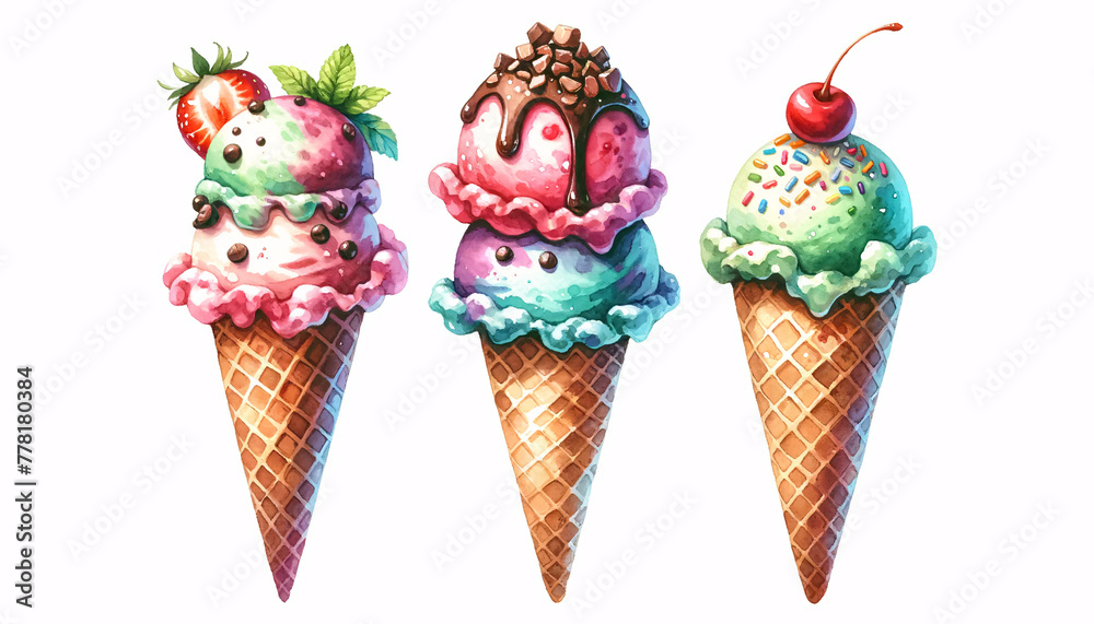 set of ice cream cone