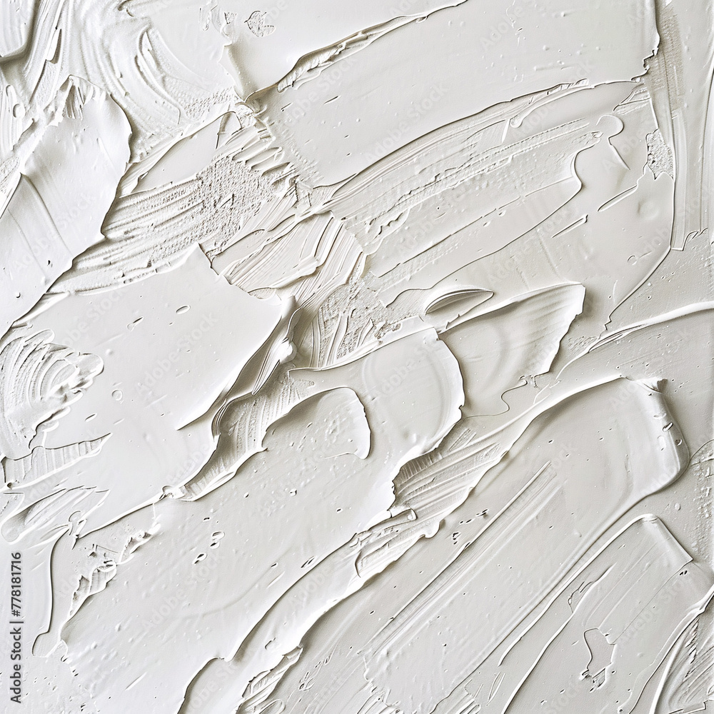 White texture formed by thick, unevenly spread paint creating abstract ...