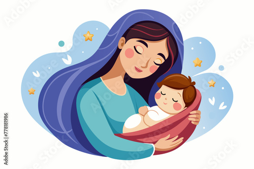 Envision the softness of a mother's lullaby, wrapping a child in a cocoon of security and love vector illustration