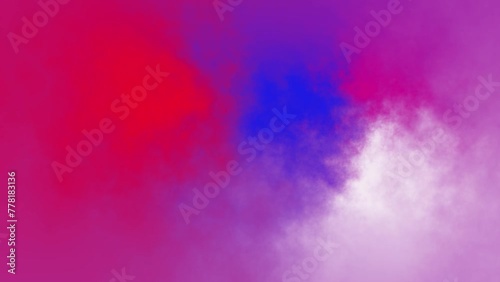 Mottled and cloudy motion gradient in red blue pink and white. Abstract background, overlay or design element. photo