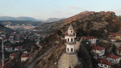 Göynük Clock Tower and Goynuk City Center Drone Video, Goynuk Bolu, Turkey (Turkiye) photo
