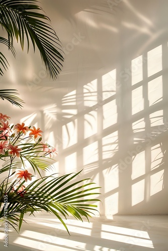 Tropical Plant Shadow Interior Wallpaper