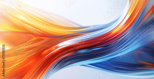 Colorful waves intertwine, showcasing a vibrant mix of orange and blue hues, creating a visually appealing abstract design.
