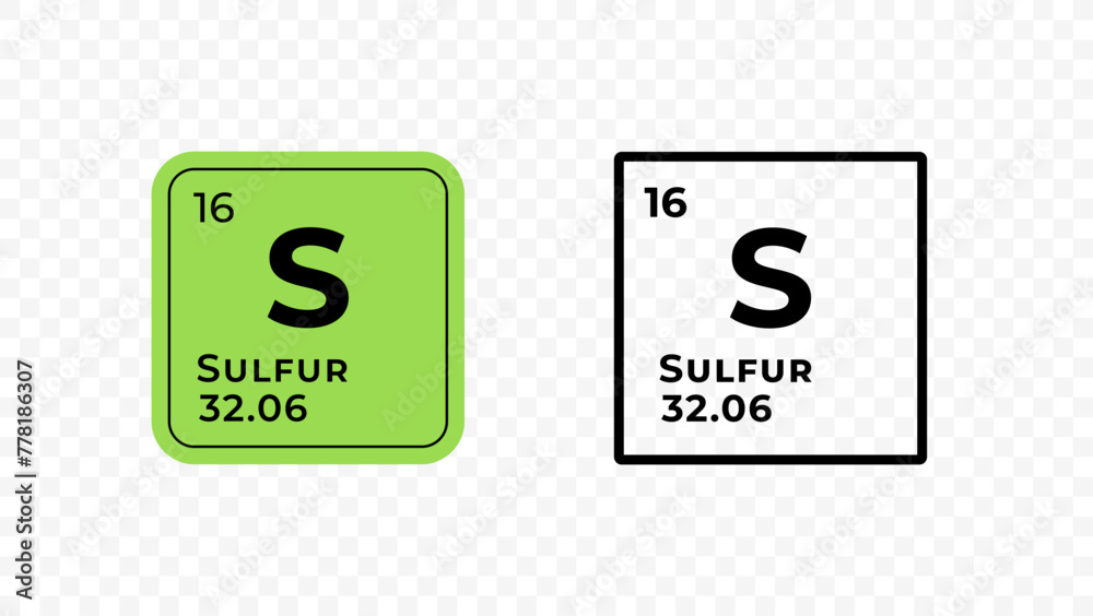 Sulfur, chemical element of the periodic table vector design - obrazy, fototapety, plakaty 