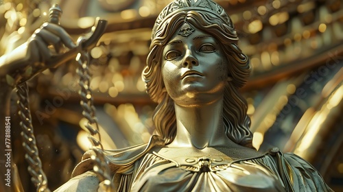 Allegorical Statue Embodying Virtues of Vigilance Tenacity and Justice in Striking Art Nouveau Aesthetic photo