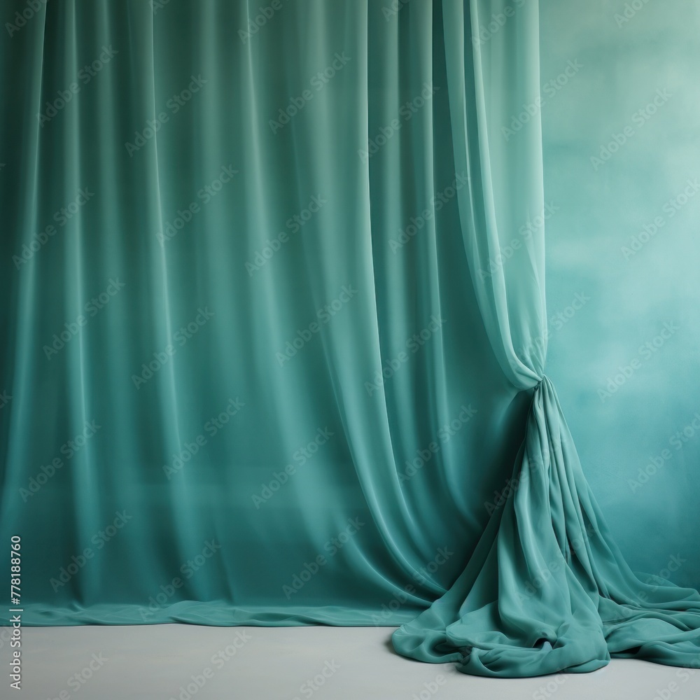 Teal soft chiffon texture background with blank copy space design photo backdrop