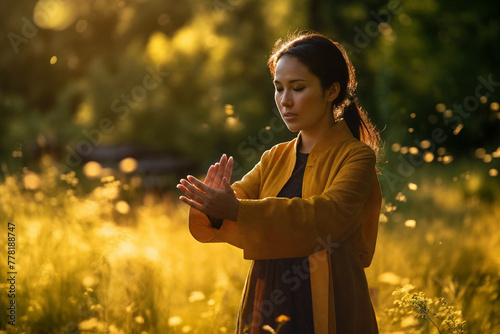 female qi gong master pract...