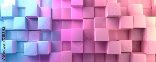 Abstract Geometric Cube Pattern in Pink and Blue