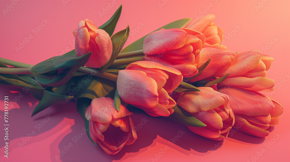 Vibrant Orange Tulips Bouquet on a Pink Background Vibrant Orange Tulips Bouquet on a Pink Background