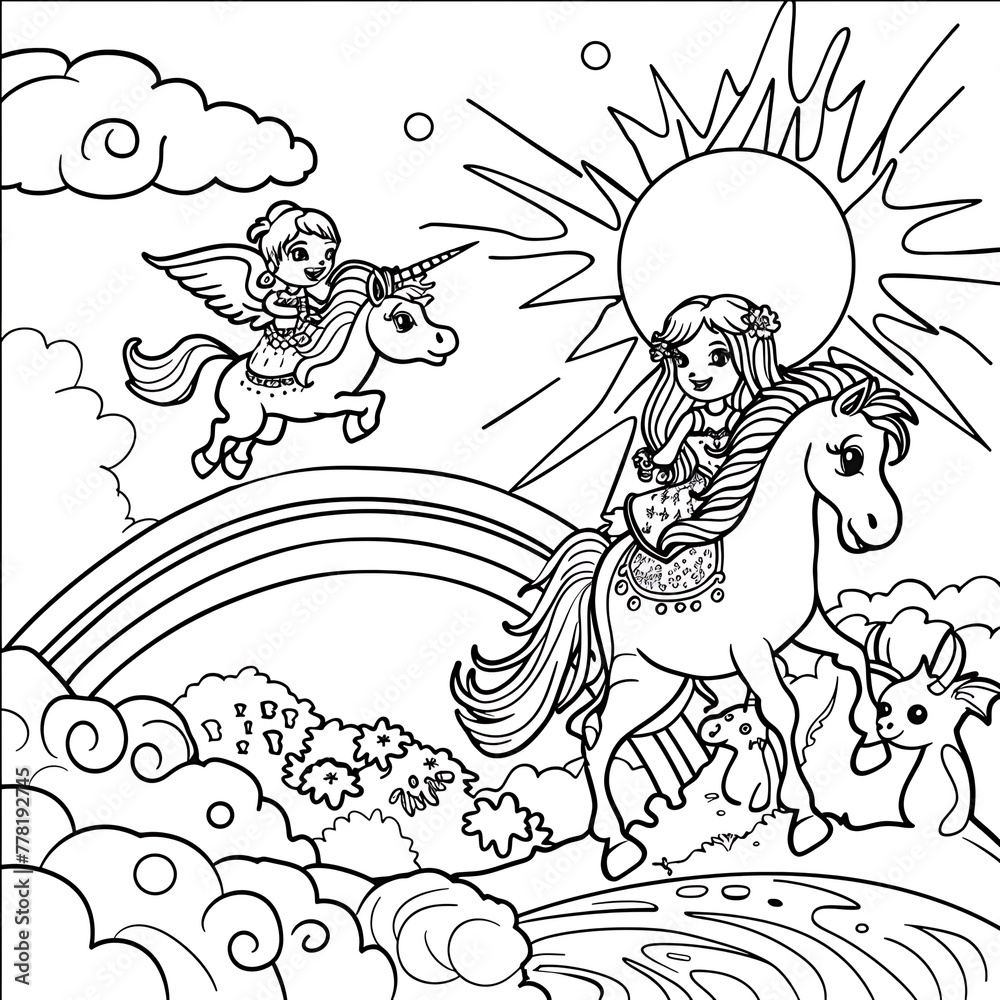 unicorns with our single-line drawing coloring book, perfect for