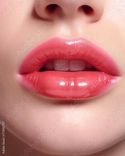 zoomed in photo of lips on a human face, fair skin
