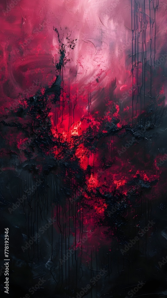 Fototapeta premium Mesmerizing Cosmic Eruption A Fiery Celestial Spectacle of Captivating Crimson and Scarlet Hues