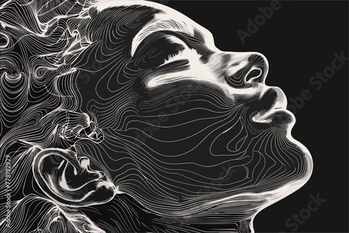 Vector of minimalistic portrait of an androgynous human face