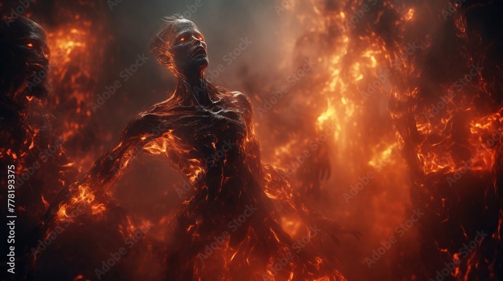 Fiery Humanoid Engulfed in Flames – Surreal Abstract Fantasy Art Fiery Humanoid Engulfed in Flames – Surreal Abstract Fantasy Art