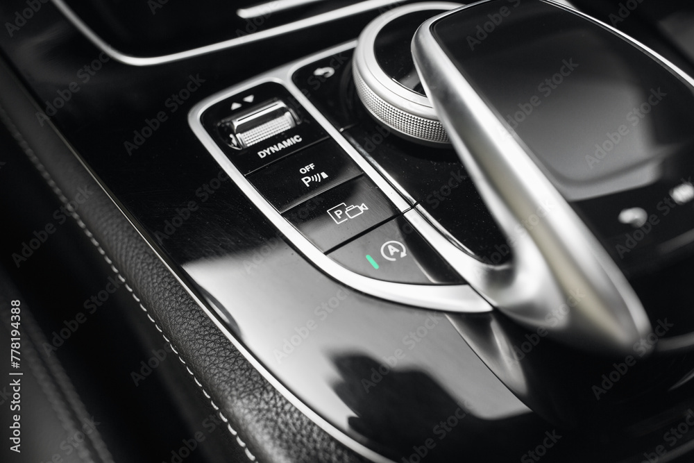 Naklejka premium Control panel of parking sensors inside modern car