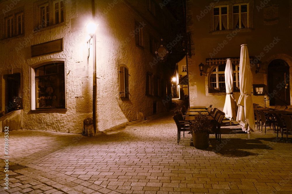 night view, Rothenburg ob Der Tauber, Bavaria, Germany - medieval town, popular place for tourism, scenic townscape view...exclusive - this image is sold only on Adobe stock
