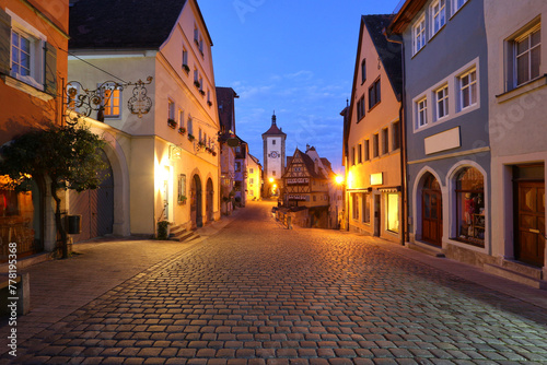 night view  Rothenburg ob Der Tauber  Bavaria  Germany - medieval town  popular place for tourism  scenic townscape view...exclusive - this image is sold only on Adobe stock