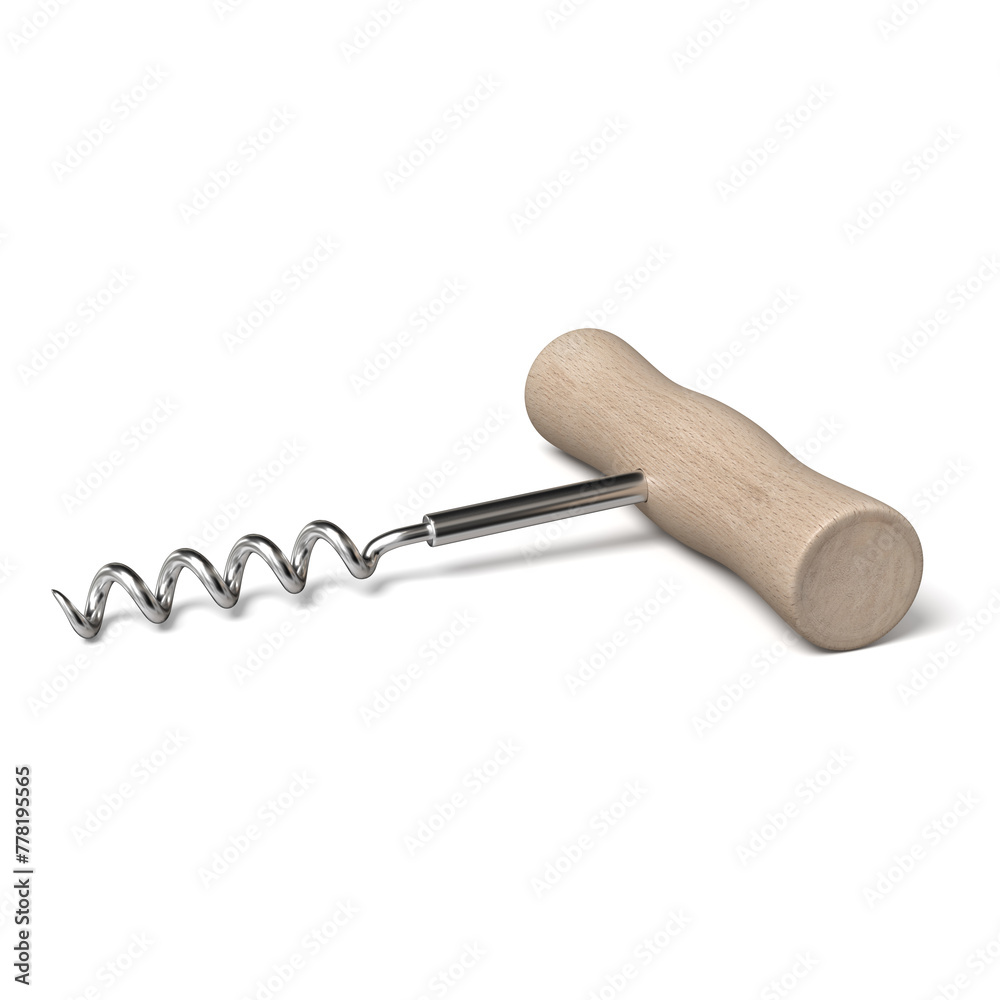 Sleek corkscrew with a wooden grip Sleek corkscrew with a wooden grip