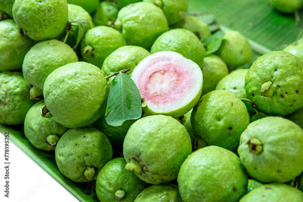 Top view of Guava fruit, focus selective