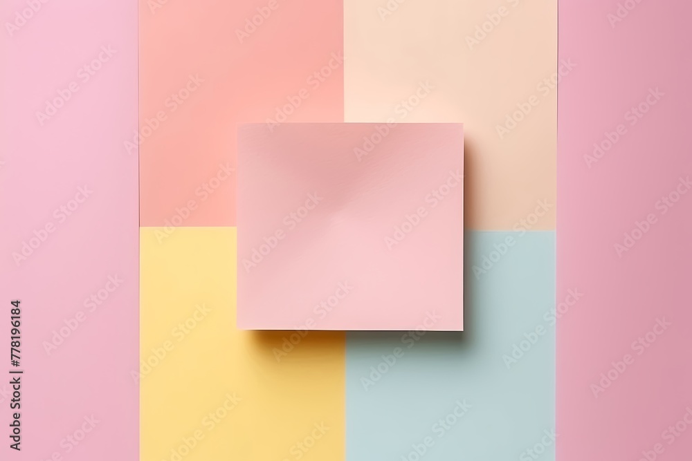 Abstract paper craft background in a square shape with pastel color palette. Wallpaper from pastel multicolor sticky notepads isolated on simple background. Generative AI. Abstract paper craft background in a square shape with pastel color palette. Wallpaper from pastel multicolor sticky notepads isolated on simple background. Generative AI.
