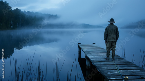 Solitude at Misty Lake Dawn