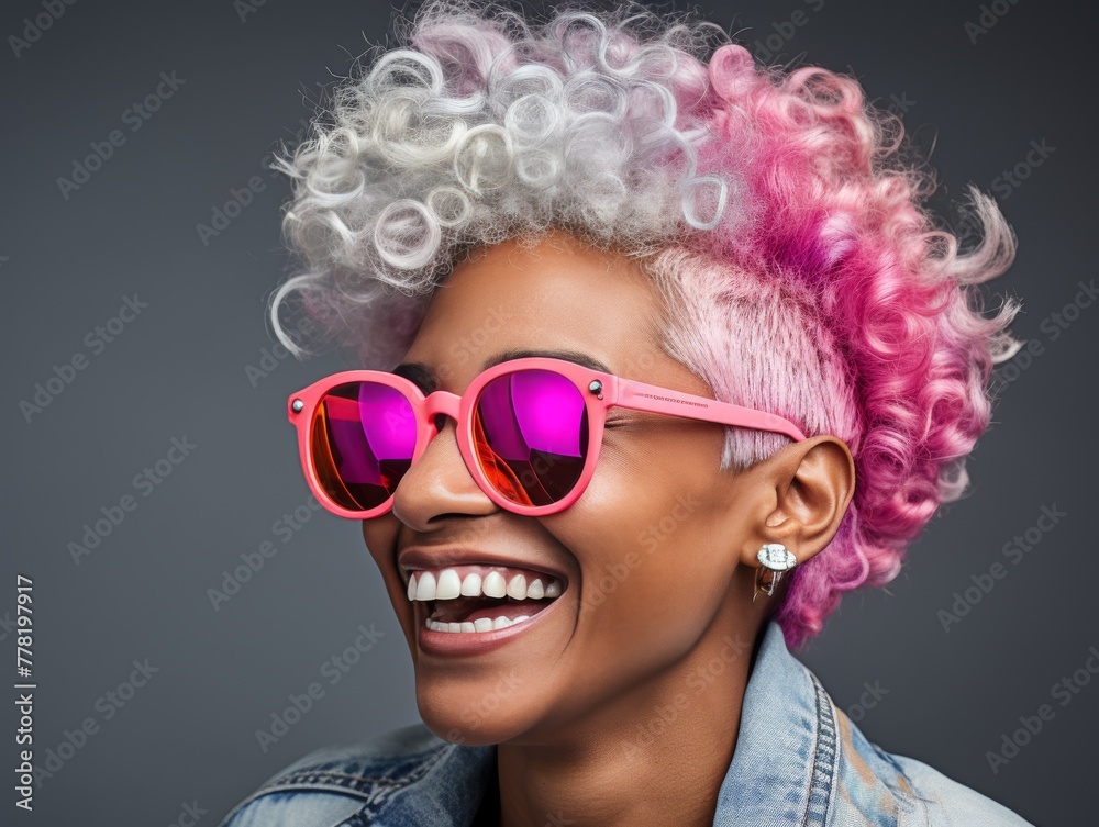 Woman With Pink Hair Wearing Pink Sunglasses