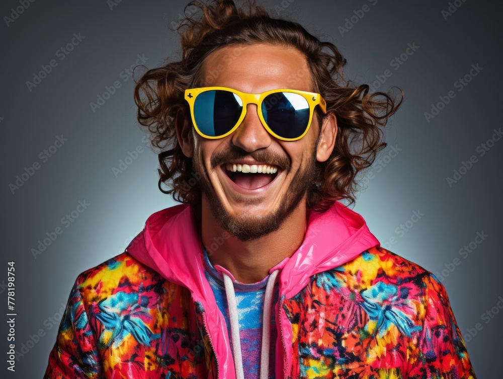 Stylish Man in Sunglasses and Colorful Jacket Stylish Man in Sunglasses and Colorful Jacket