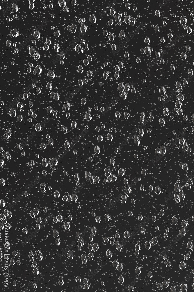 Obraz premium Water droplets condensation drops overlay refreshing dark background