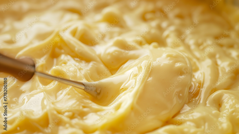 Close-Up of Creamy Yellow Dairy Texture for Culinary Use Close-Up of Creamy Yellow Dairy Texture for Culinary Use