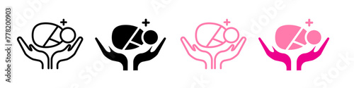 Neonatologist for children or baby child care icon. newborn infant health care set