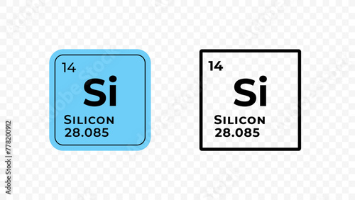 Silicon, chemical element of the periodic table vector design