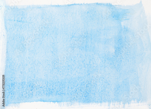 Watercolor painting in blue color with borders
