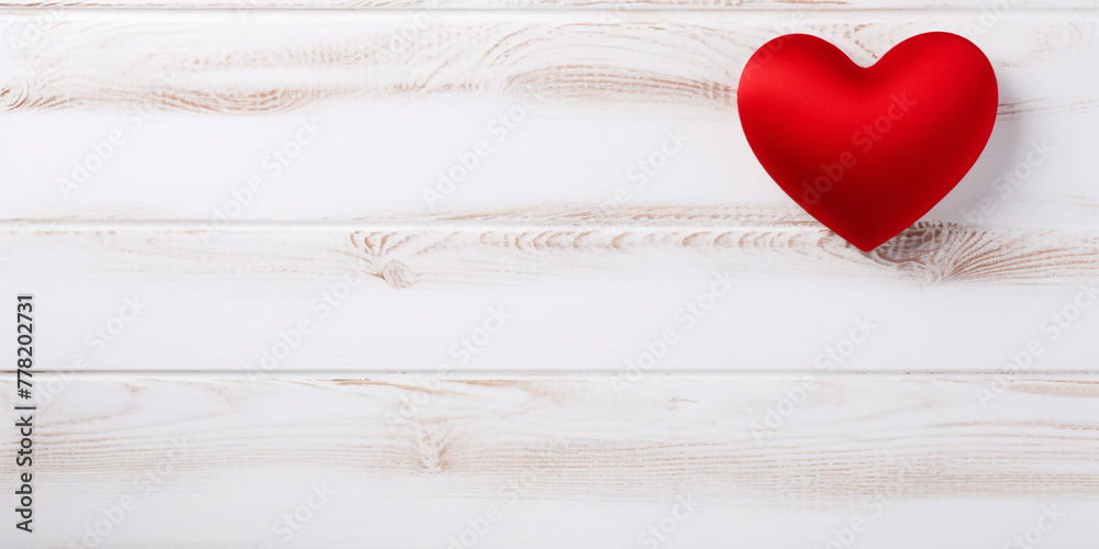 Fototapeta premium red heart on white wood wood heart with merry valentines day hd frame сreated with Generative Ai