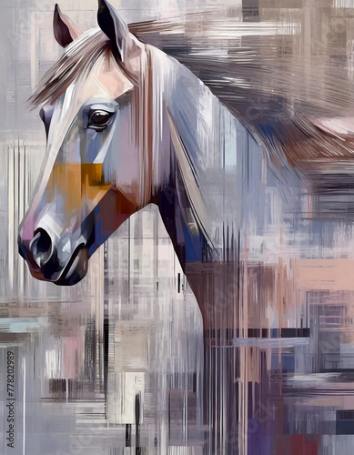 abstract mustang wild horse, horse in nature, portrait of a horse picture art