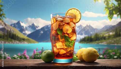 iced tea with beautiful background  