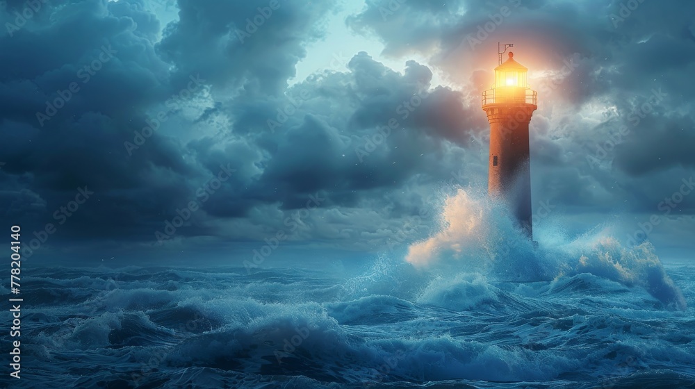Journey of Goal Setting: Guided by Lighthouses Through Rough Seas.