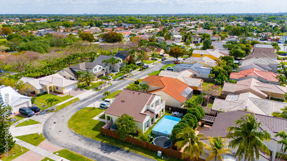 Aerial photo single family homes in Kendall Miami FL