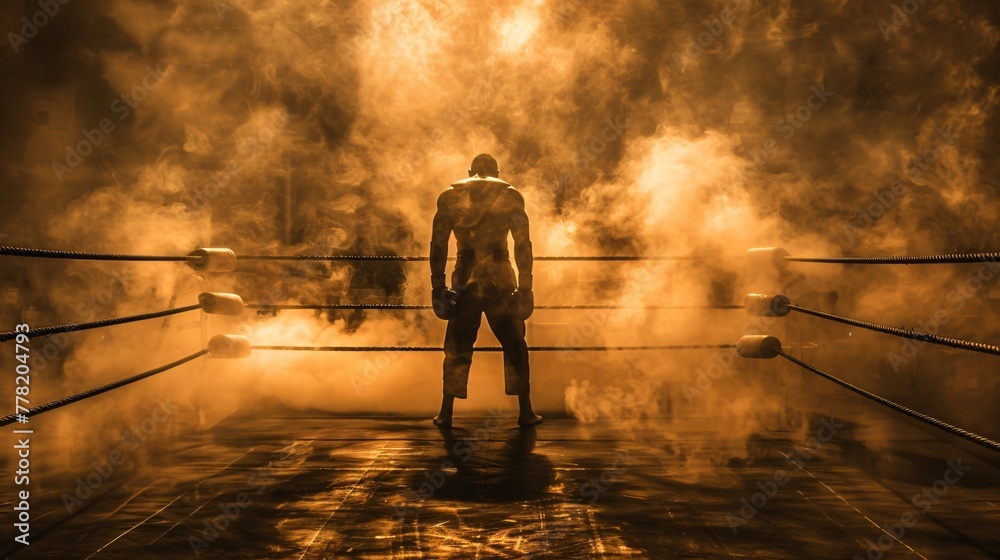 Boxer climbing into the ring the canvas awaiting the dance of combat and strategy Boxer climbing into the ring the canvas awaiting the dance of combat and strategy