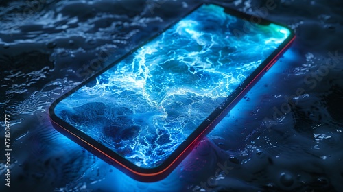 Bioluminescent aurora charging mat its lights dancing as it wirelessly revitalizes your phone photo