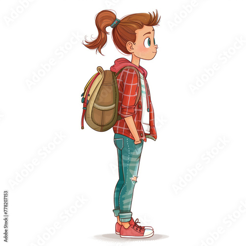 Girl with a school backpack ready for the first day of school