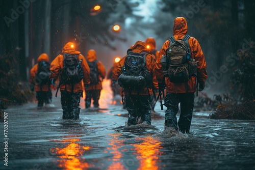 Emergency Hurricane Response Team Image of a specialized team responding to the aftermath of a hurricane with relief efforts