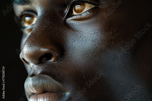 Close-Up of Man's Face with Reflective Eyes.