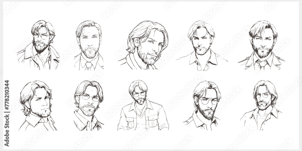 Men head. Sketch face people. Person. Man business Doodle vector stock illustration. EPS 10 Men head. Sketch face people. Person. Man business Doodle vector stock illustration. EPS 10