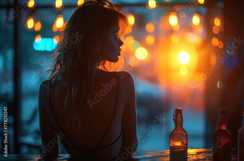 woman drinking in a bar sur...