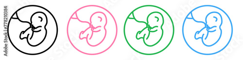 Mother's Womb Baby Embryo Icon for Pregnant Women and Motherhood Symbols
