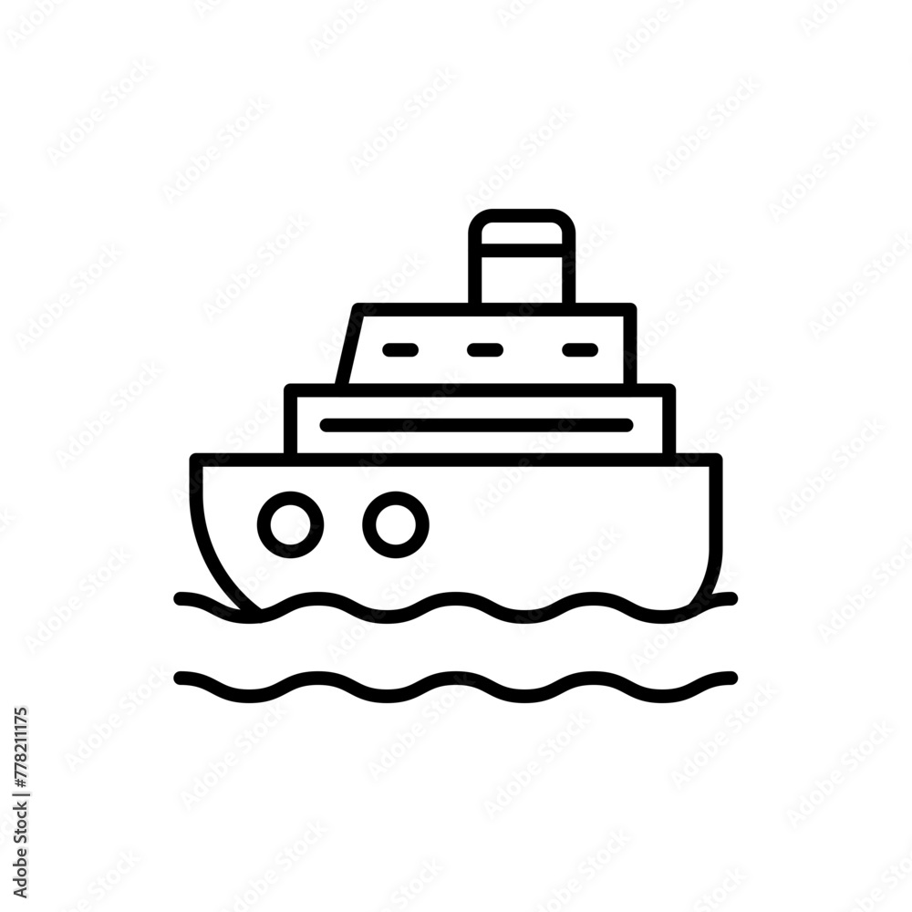 Cruise ship outline icons, minimalist vector illustration ,simple transparent graphic element .Isolated on white background