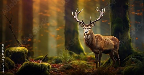 stag in the forest photo
