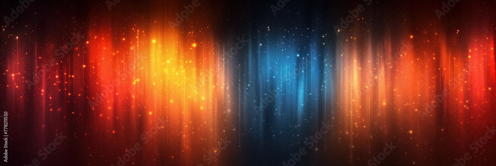A digital spectrum waterfall with vivid red, blue, and orange hues cascading against a dark backdrop.