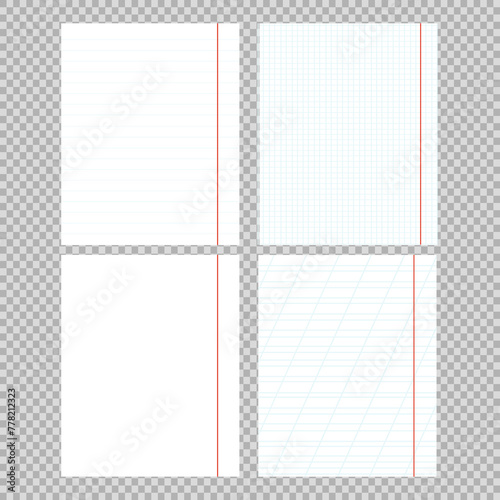 Notebook page background. A clean white sheet. Vector illustration
