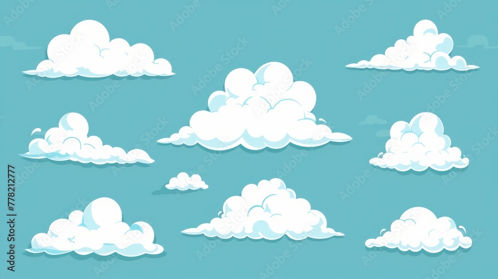 A playful collection of cartoon clouds in a flat design